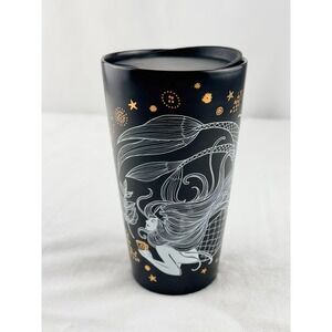 Starbucks 2019 Black Gold Ceramic Mermaid Siren Coffee Tumbler 12 oz Travel Mug